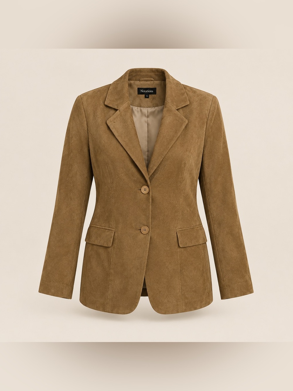 Notations Size Small 2 Button 2 Pocket Tan Polyester Jacket